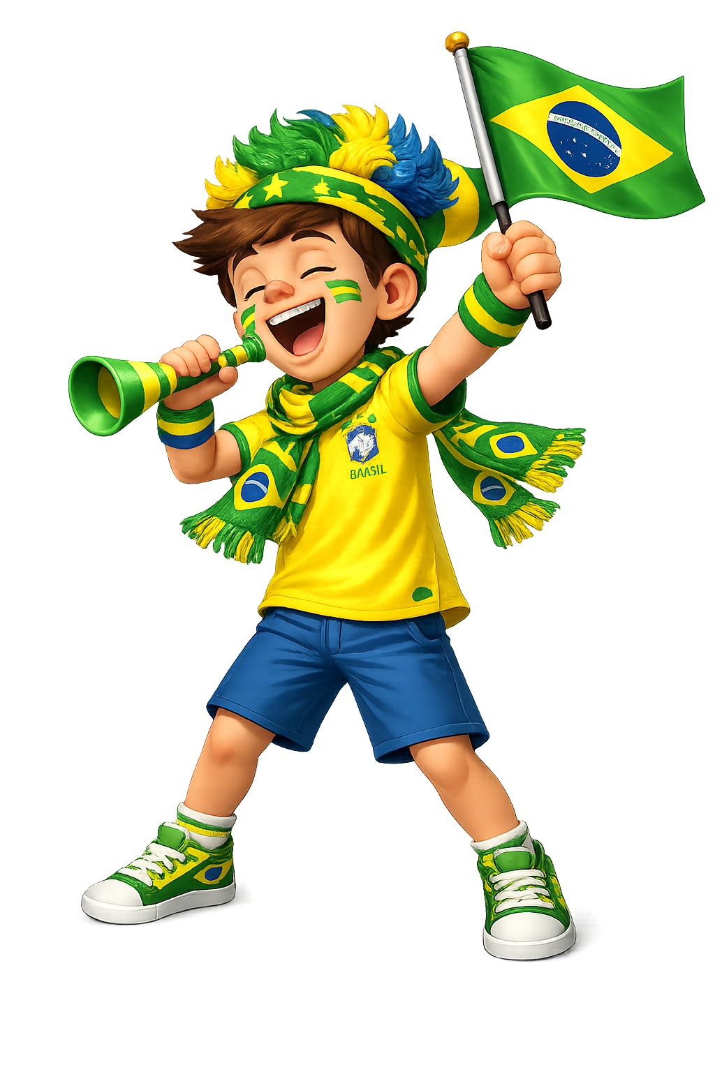 Crianca em clima de torcida brasileira